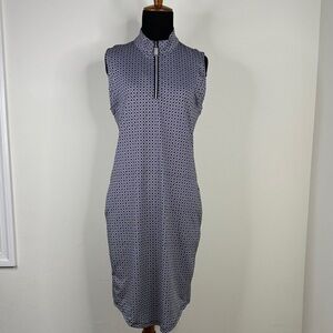 LILLIE GREEN Sleeveless Geometric Pattern Dress - Black and White S